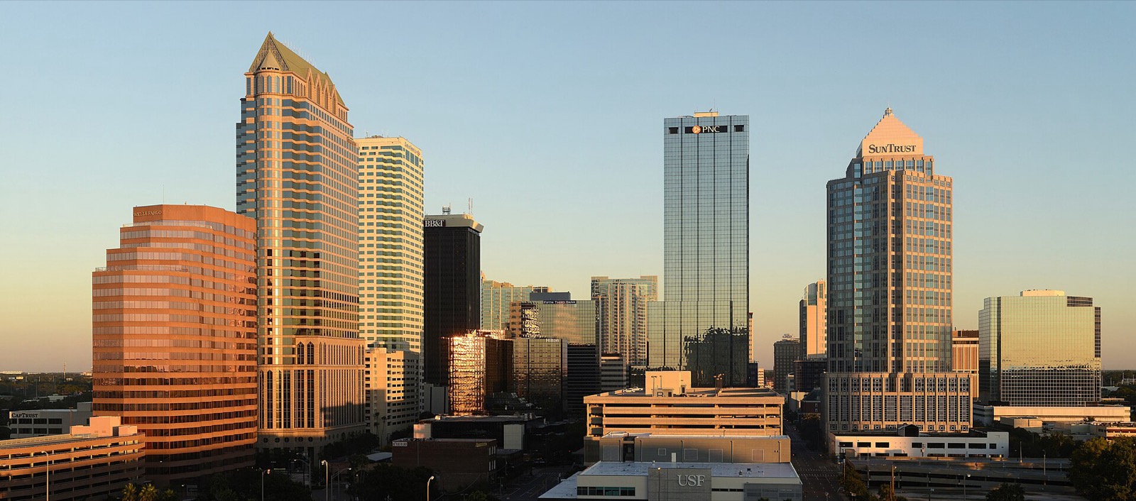 Downtown Tampa at sunset